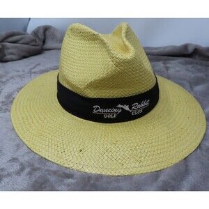 Ahead Fine Hats S/M Dancing Rabbit Golf Club Panama‎ 50+ Yellow Straw NEW